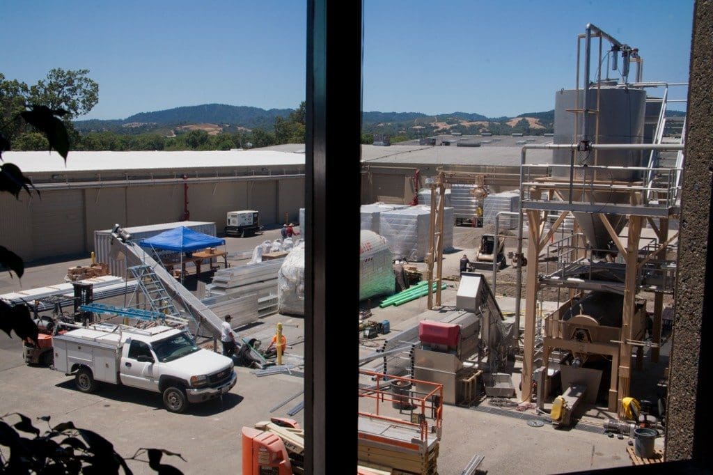 Construction zone outside winery