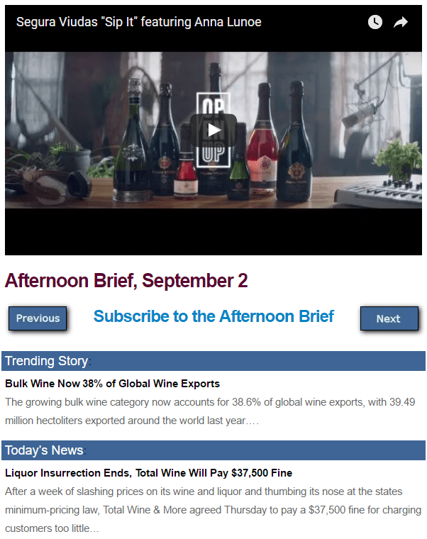 Afternoon Brief  September 2   Wine Industry Advisor   Wine Industry Advisor