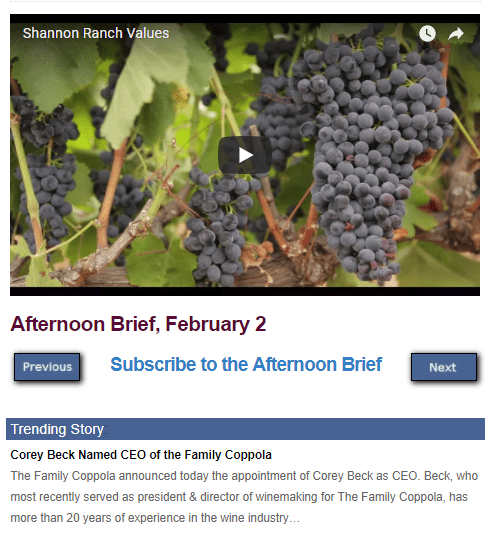 Afternoon Brief February 2 Wine Industry Advisor Wine Industry Advisor