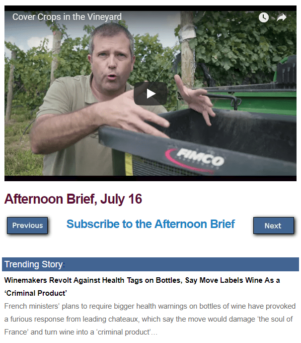 Afternoon Brief July 16 Wine Industry Advisor Wine Industry Advisor