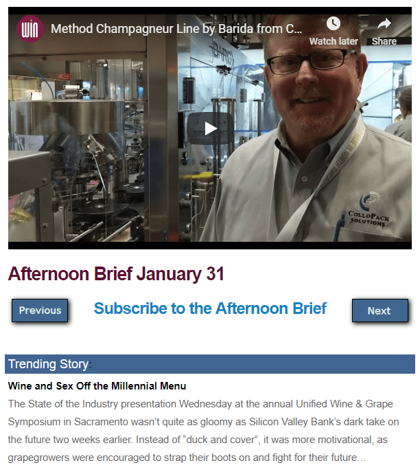 Afternoon Brief January 31 Wine Industry Advisor Wine Industry Advisor