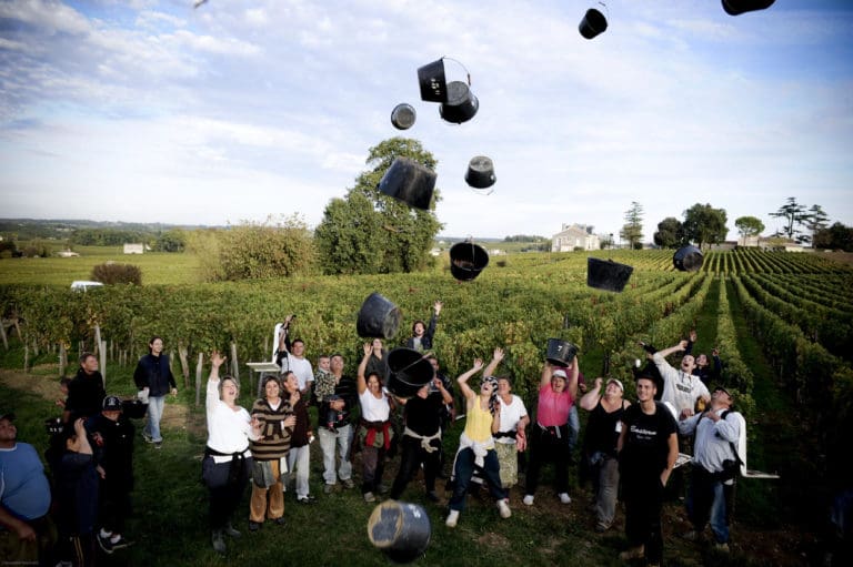 dernier jour des vendanges au château Soutard, octobre 2010ATTENTION : UTILISATION LIMITEE A CAUSE DES PERSONNES PHOTOGRAPHIEES,AUCUN RECADRAGE