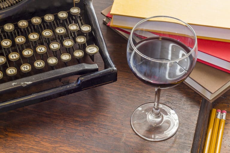 Vintage Typewriter Glass of Wine