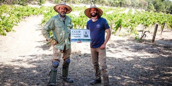 Brandon Bredo (left), director of winegrowing, and Jason Jardin, president and director of winemaking, for Hanzell achieved CCOF Organic certification for the estate vineyard in 2021