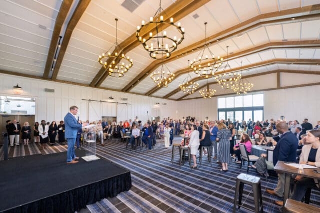 The Crossvines CEO Keith Miller welcomes attendees to an open house held June 13. [Credit: The Crossvines]