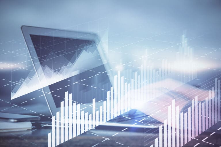 Double,Exposure,Of,Hands,And,Notepad,With,Business,Icons