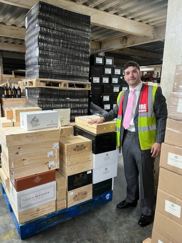 Jacob Oliver, visiting his fine wine investment collection in London City Bond.