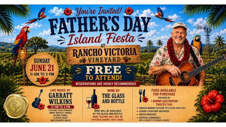 🌴 Father’s Day Island Fiesta at Rancho Victoria Vineyard 🌴