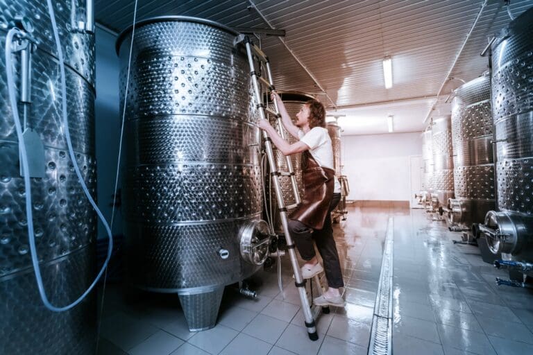 Modern,Winery,With,Metal,Barrels