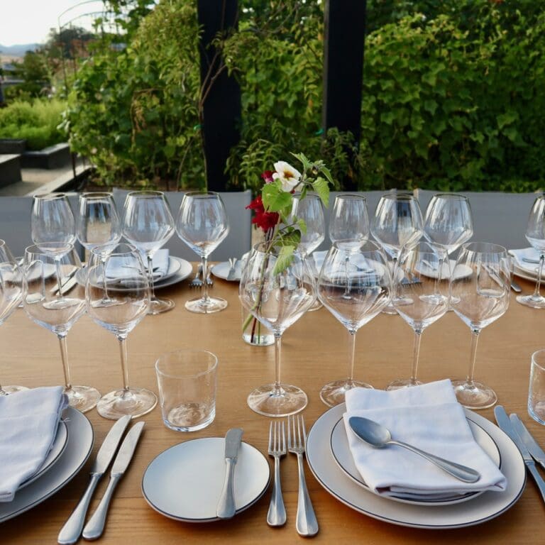 Outdoor wine dinner setting
