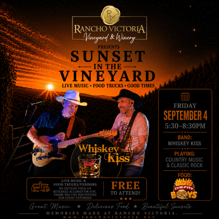 Rancho Victoria Sunset in the Vineyard: Country & Classic Rock Night featuring Whiskey Kiss