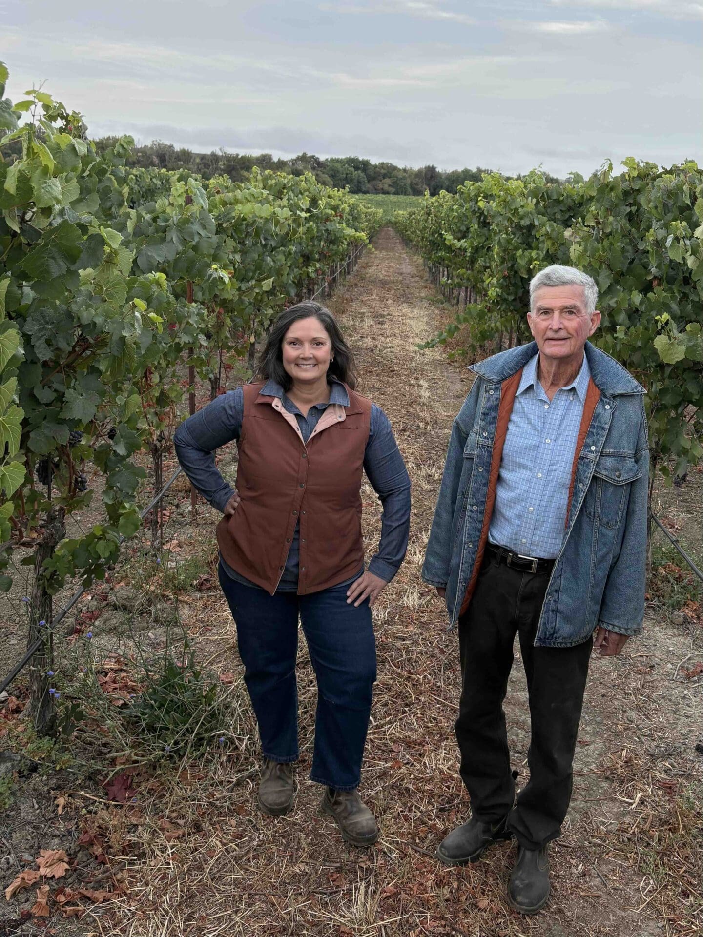 Third- and fourth-generation growers George A. Thomson and Jennifer R. Thomson at Thomson Vineyards in Carneros during the 2026 harvest. Photo: Thomson Vineyards. Third- and fourth-generation growers George A. Thomson and Jennifer R. Thomson at Thomson Vineyards in Carneros during the 2026 harvest. Photo: Thomson Vineyards.