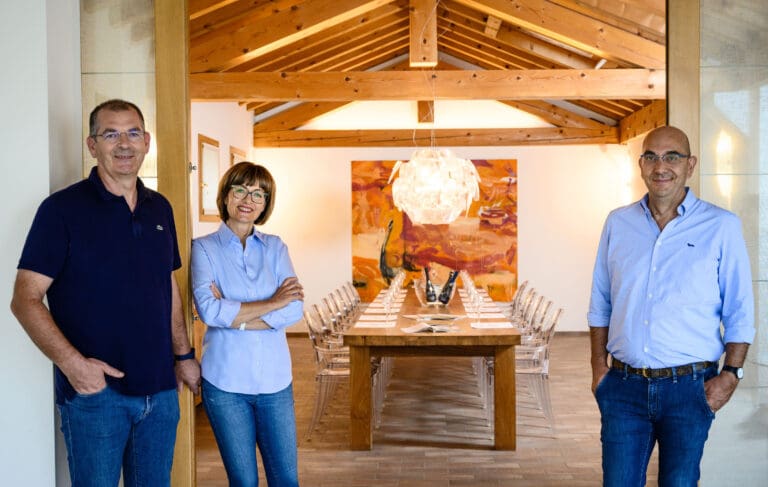 LA FARRA - Innocente, Adamaria and Guido Nardi in front of La Farra's Tasting Room