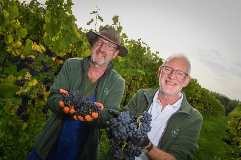 Two Beacons Vineyard co-founders Tim Dutton (L) and Ceri Phipps (R)